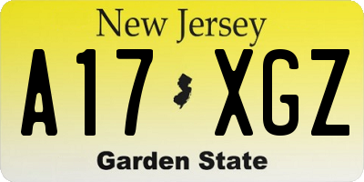 NJ license plate A17XGZ
