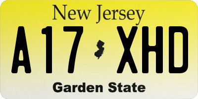 NJ license plate A17XHD