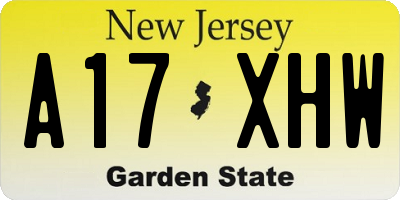 NJ license plate A17XHW