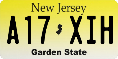 NJ license plate A17XIH