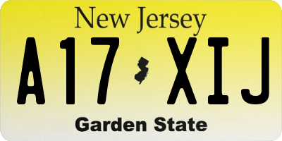 NJ license plate A17XIJ