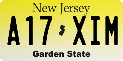 NJ license plate A17XIM