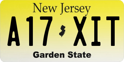 NJ license plate A17XIT