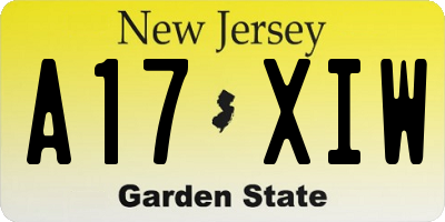 NJ license plate A17XIW