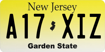 NJ license plate A17XIZ