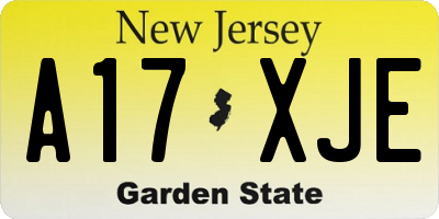 NJ license plate A17XJE