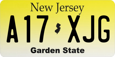 NJ license plate A17XJG