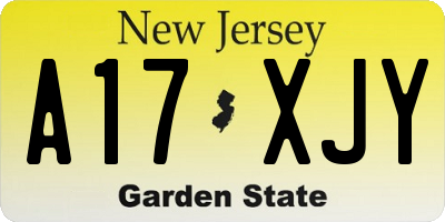 NJ license plate A17XJY
