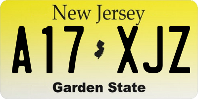 NJ license plate A17XJZ