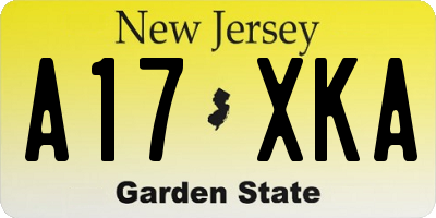 NJ license plate A17XKA