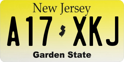 NJ license plate A17XKJ