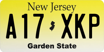 NJ license plate A17XKP