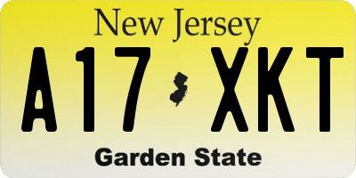 NJ license plate A17XKT