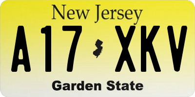 NJ license plate A17XKV