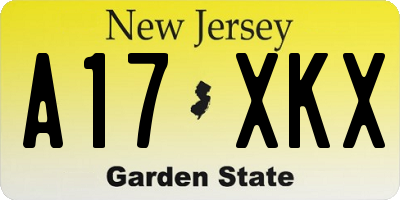 NJ license plate A17XKX