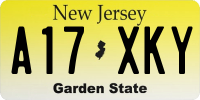NJ license plate A17XKY