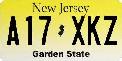 NJ license plate A17XKZ