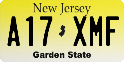 NJ license plate A17XMF