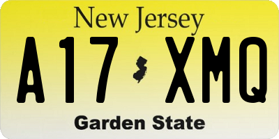 NJ license plate A17XMQ