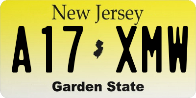 NJ license plate A17XMW
