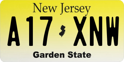 NJ license plate A17XNW