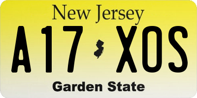 NJ license plate A17XOS