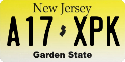 NJ license plate A17XPK