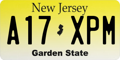 NJ license plate A17XPM