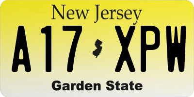 NJ license plate A17XPW