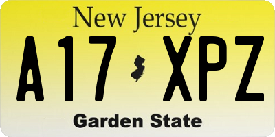 NJ license plate A17XPZ