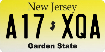 NJ license plate A17XQA