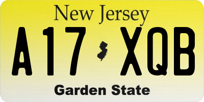 NJ license plate A17XQB