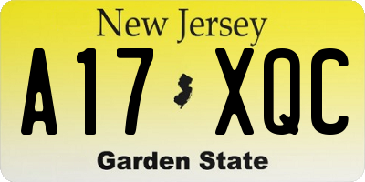 NJ license plate A17XQC