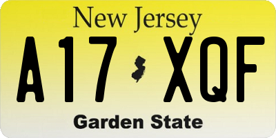NJ license plate A17XQF