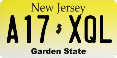 NJ license plate A17XQL