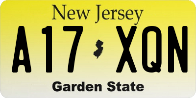 NJ license plate A17XQN