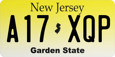 NJ license plate A17XQP