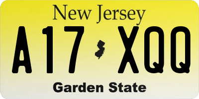 NJ license plate A17XQQ