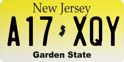 NJ license plate A17XQY
