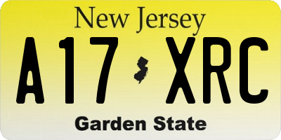 NJ license plate A17XRC