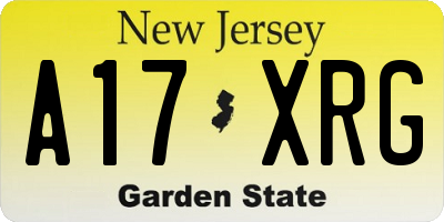 NJ license plate A17XRG