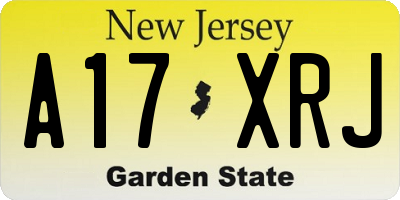 NJ license plate A17XRJ