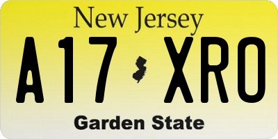 NJ license plate A17XRO