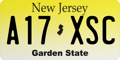 NJ license plate A17XSC