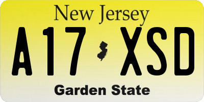 NJ license plate A17XSD