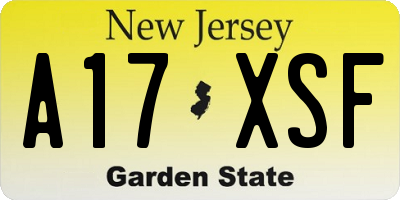 NJ license plate A17XSF
