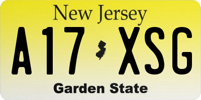 NJ license plate A17XSG