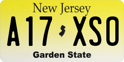 NJ license plate A17XSO