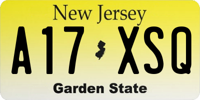 NJ license plate A17XSQ