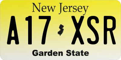 NJ license plate A17XSR